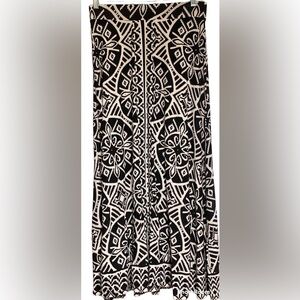 INC MAXI SKIRT WOMEN BOHO STYLE BLACK/WHITE WITH SILVER SHINY STUDS MEDIUM